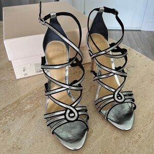 NIB Alexandre Birman Shanty silver high heels size 37.5